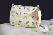 Lemon Print Linen Crossbody Bag
