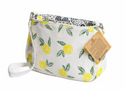 Lemon Print Linen Crossbody Bag